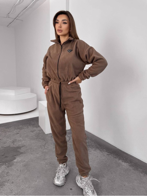 Жiночий теплий комбінезон iз флiса кавового кольору 35892