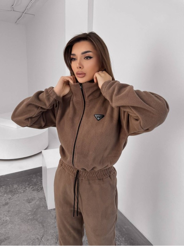 Жiночий теплий комбінезон iз флiса кавового кольору 35892