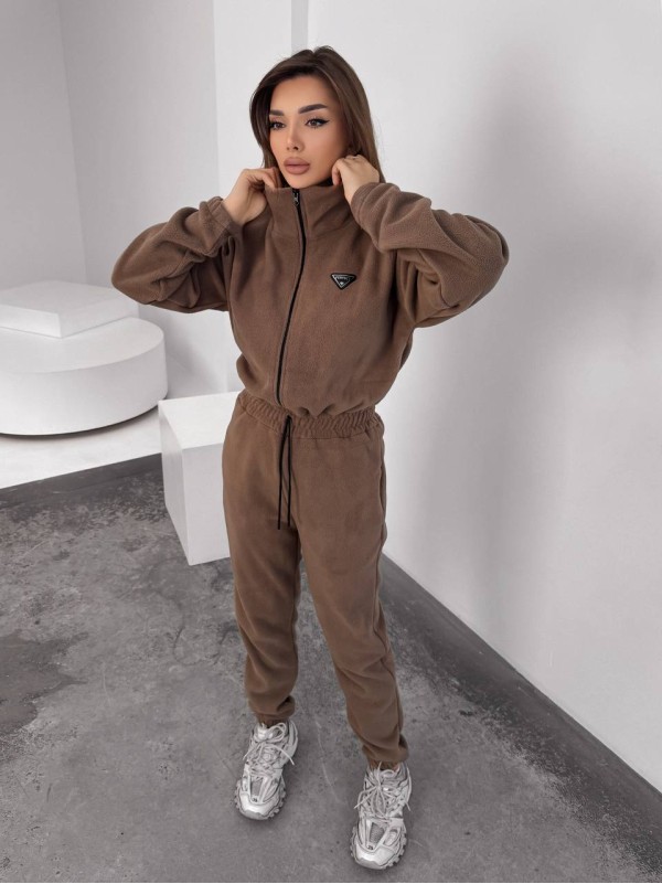 Жiночий теплий комбінезон iз флiса кавового кольору 35892