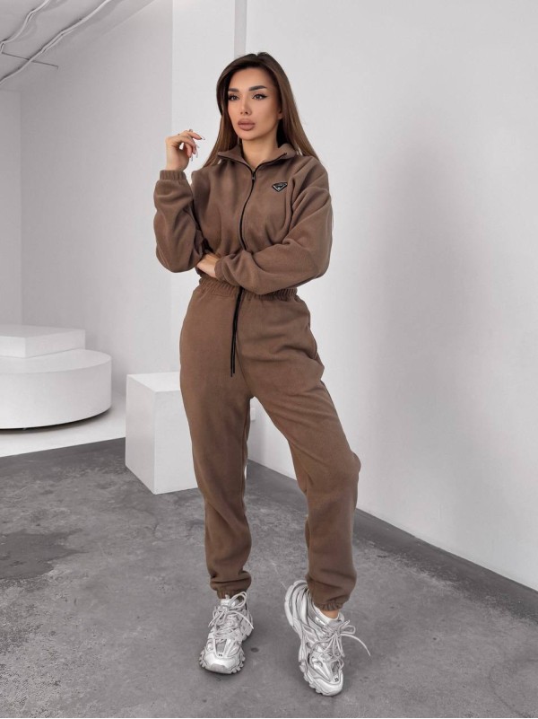 Жiночий теплий комбінезон iз флiса кавового кольору 35892
