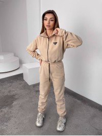 Жiночий теплий комбінезон iз флiса бежевого кольору 35893