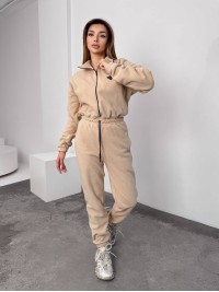 Жiночий теплий комбінезон iз флiса бежевого кольору 35893