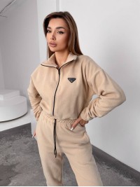 Жiночий теплий комбінезон iз флiса бежевого кольору 35893