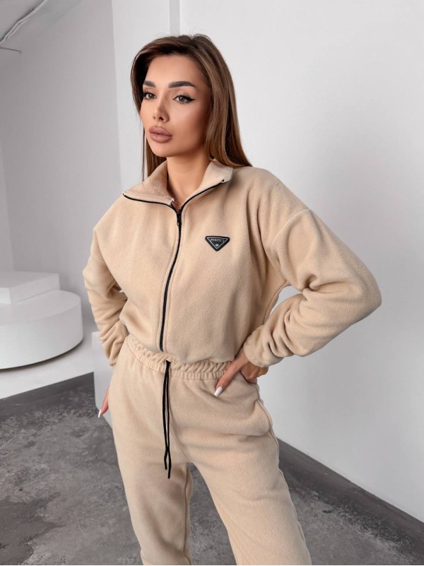 Жiночий теплий комбінезон iз флiса бежевого кольору 35893