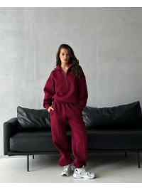 Жіночий спортивний костюм на флісi бордового кольору 35909