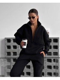 Жіночий спортивний костюм на флісi чорного кольору 35910
