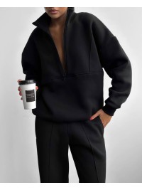 Жіночий спортивний костюм на флісi чорного кольору 35910