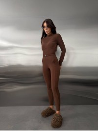 Жіночий базовий термокостюм коричневого кольору 35911