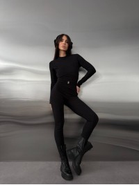 Жіночий базовий термокостюм чорного кольору 35912