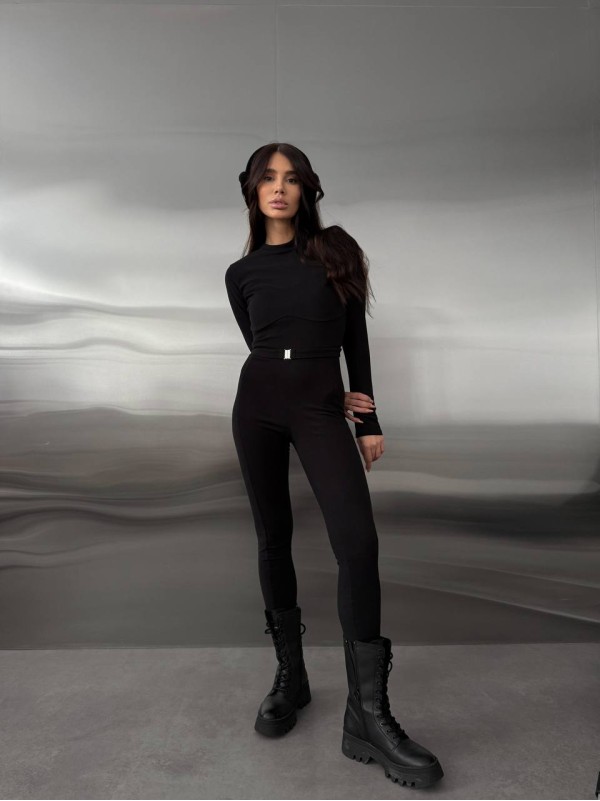 Жіночий базовий термокостюм чорного кольору 35912