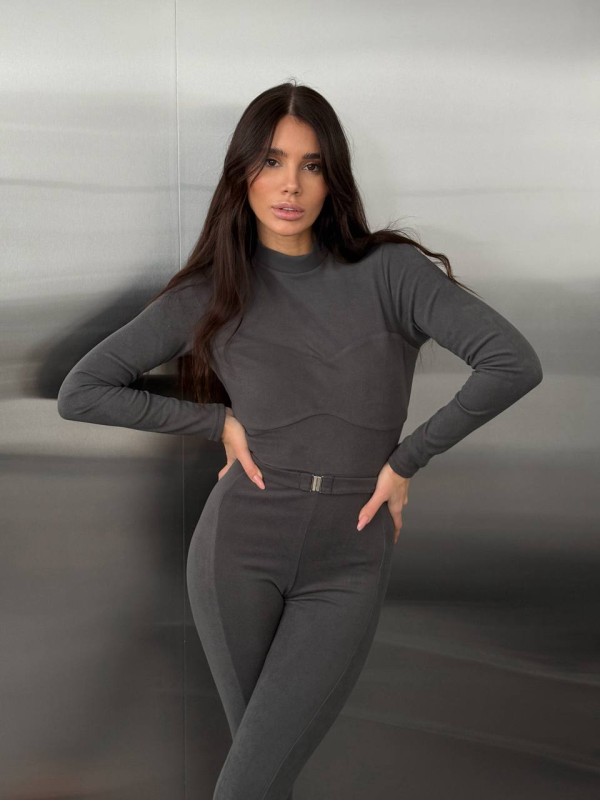 Жіночий базовий термокостюм сiрого кольору 35913