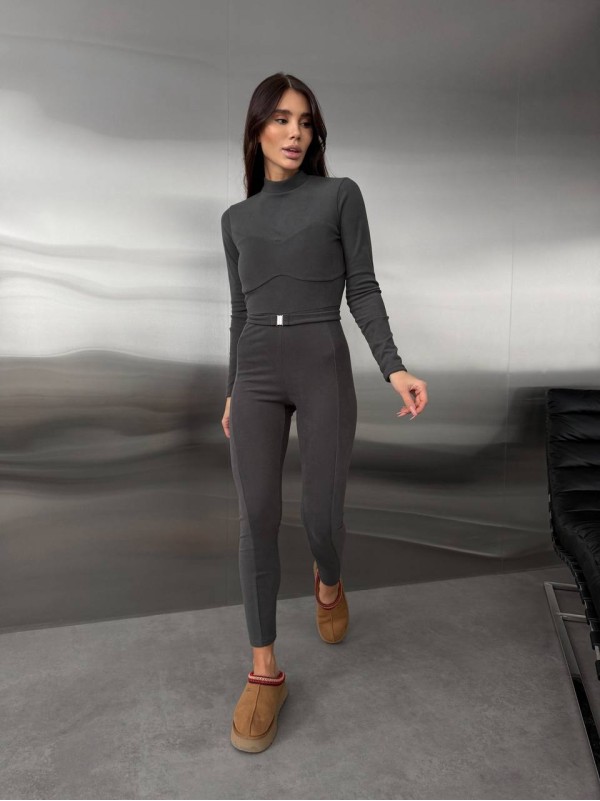 Жіночий базовий термокостюм сiрого кольору 35913