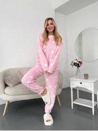 Жіночий теплий домашній костюм в сердце рожевого кольору  35917