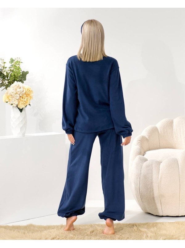 Домашній комплект трiйка (костюм+чалма) синього кольору 35936