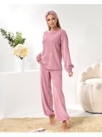 Домашній комплект трiйка (костюм+чалма) пудрового кольору 35937
