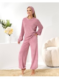 Домашній комплект трiйка (костюм+чалма) пудрового кольору 35937