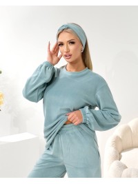 Домашній комплект трiйка (костюм+чалма) фiсташкового кольору 35938