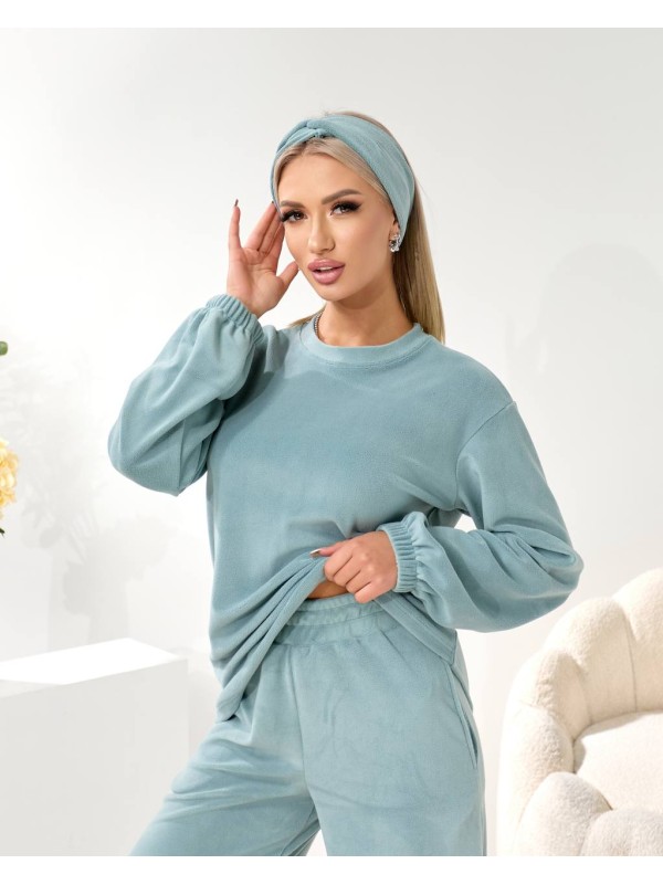 Домашній комплект трiйка (костюм+чалма) фiсташкового кольору 35938