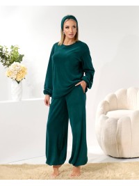 Домашній комплект трiйка (костюм+чалма) смарагдового кольору 35939