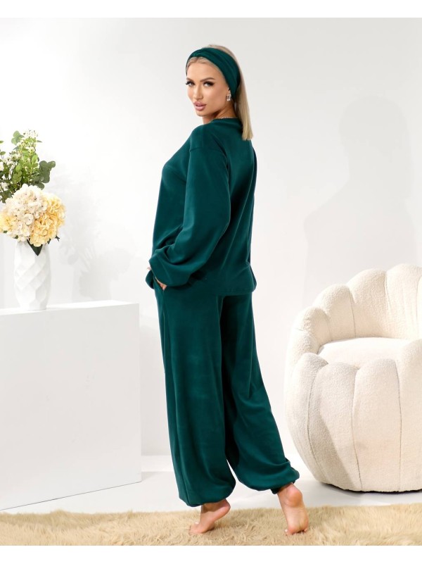 Домашній комплект трiйка (костюм+чалма) смарагдового кольору 35939