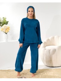 Домашній комплект трiйка (костюм+чалма) кольору морської хвилі 35940