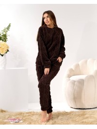 Жіночий домашній махровий костюм коричневого кольору  35943