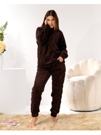 Жіночий домашній махровий костюм коричневого кольору  35943