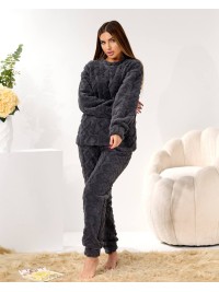 Жіночий домашній махровий костюм сiрого кольору  35944