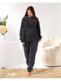 Жіночий домашній махровий костюм сiрого кольору  35944