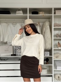 Базова тепла спідниця мiнi коричневого кольору 35946