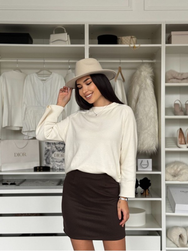 Базова тепла спідниця мiнi коричневого кольору 35946