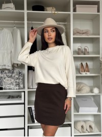 Базова тепла спідниця мiнi коричневого кольору 35946