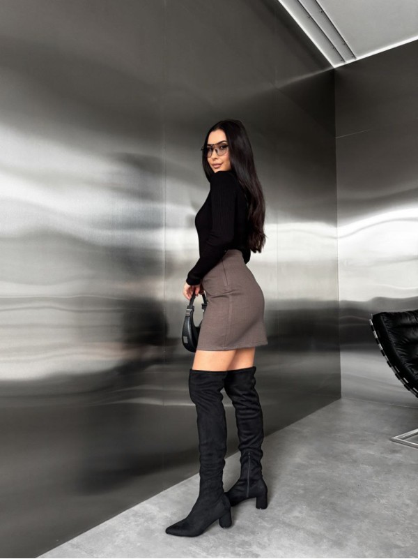 Базова тепла спідниця мiнi кавового кольору 35947