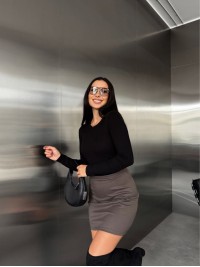 Базова тепла спідниця мiнi кавового кольору 35947