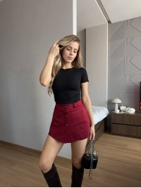 Жіночi шорти-спідниця бордового кольору 35948