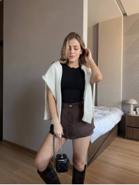 Жіночi шорти-спідниця коричневого кольору 35949