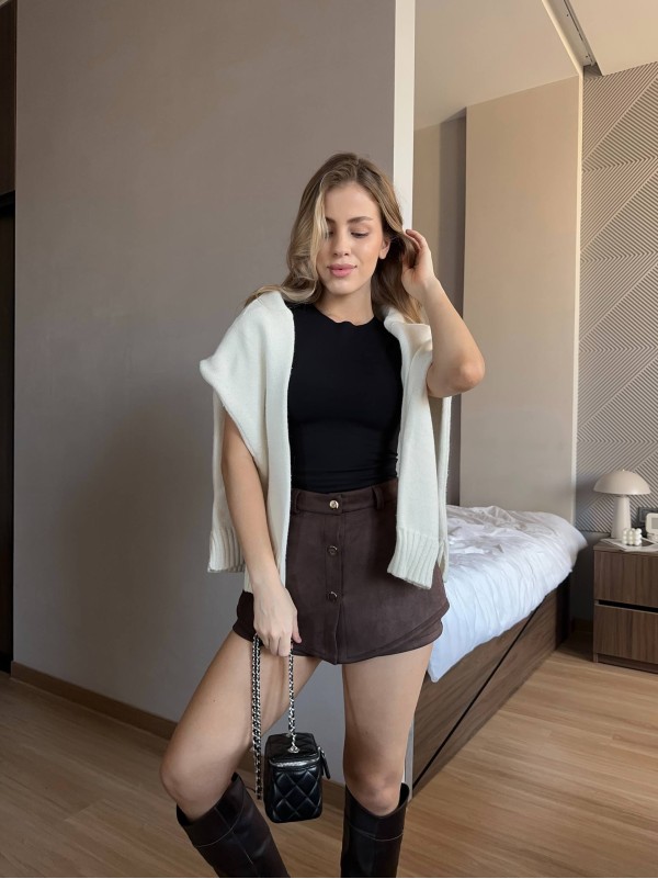 Жіночi шорти-спідниця коричневого кольору 35949