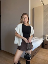 Жіночi шорти-спідниця коричневого кольору 35949