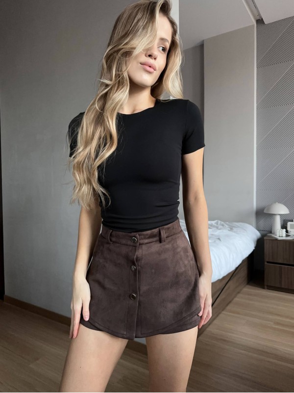 Жіночi шорти-спідниця коричневого кольору 35949