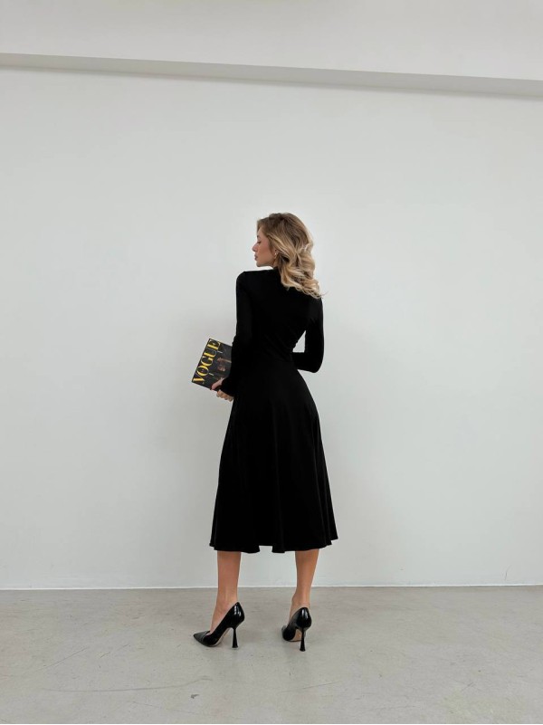 Еластична сукня кльош міді чорного кольору 35951