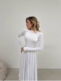 Еластична сукня кльош міді бiлого кольору 35953