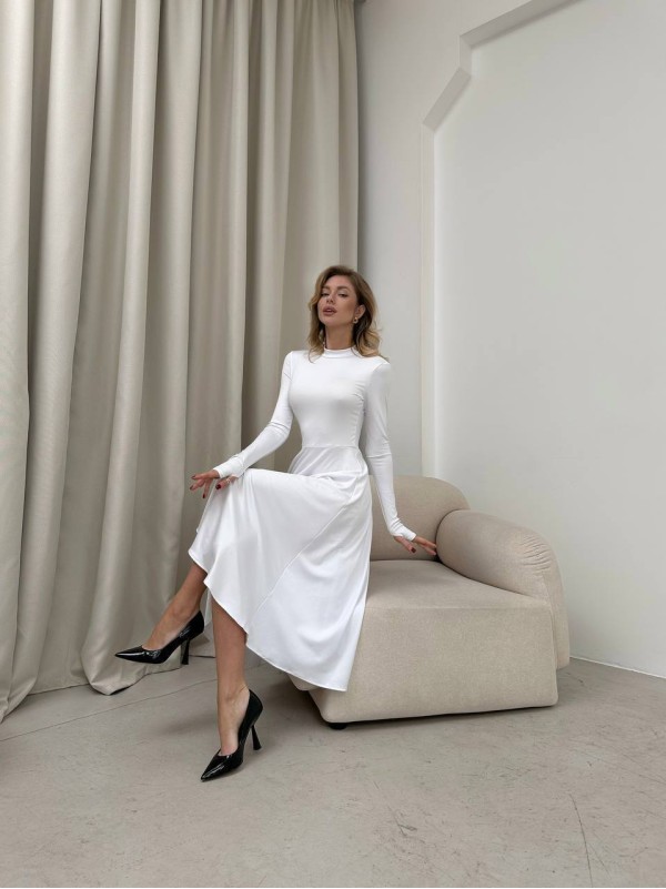 Еластична сукня кльош міді бiлого кольору 35953