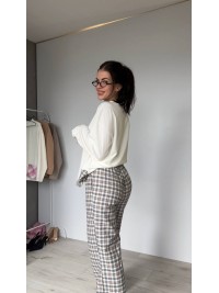 Жіночий домашній костюм в клiтину з бавовни бежевого кольору  35956