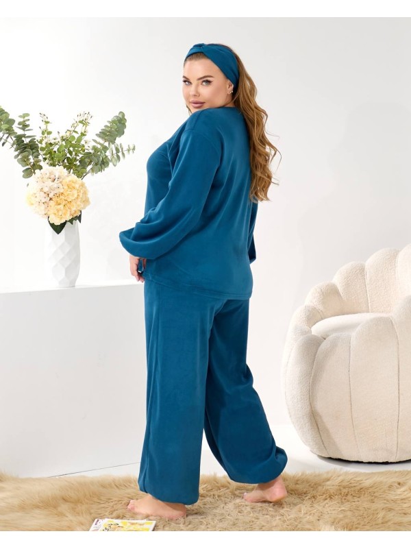 Домашній комплект трiйка (костюм+чалма) кольору морської хвилі 35959