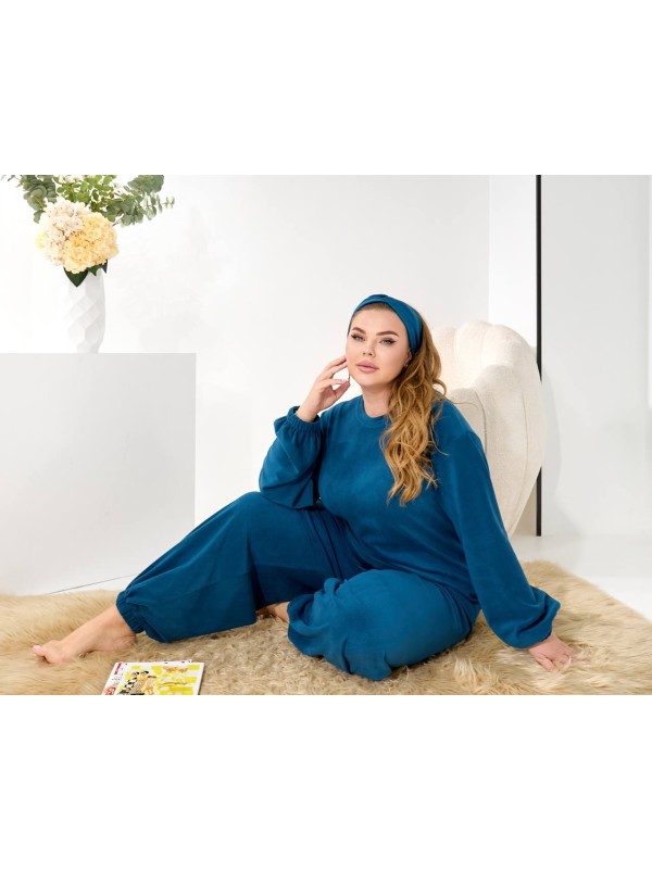 Домашній комплект трiйка (костюм+чалма) кольору морської хвилі 35959