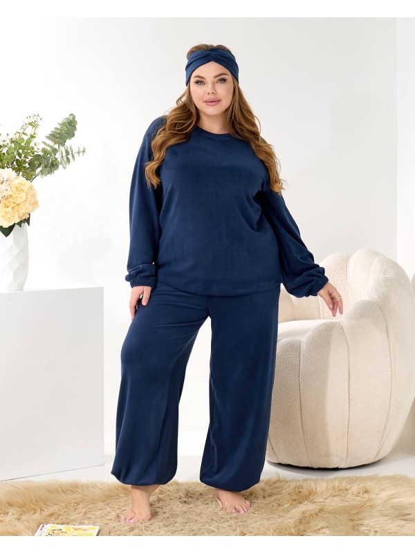 Домашній комплект трiйка (костюм+чалма) синього кольору 35960