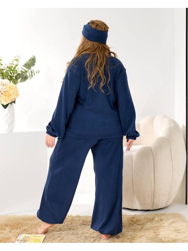 Домашній комплект трiйка (костюм+чалма) синього кольору 35960