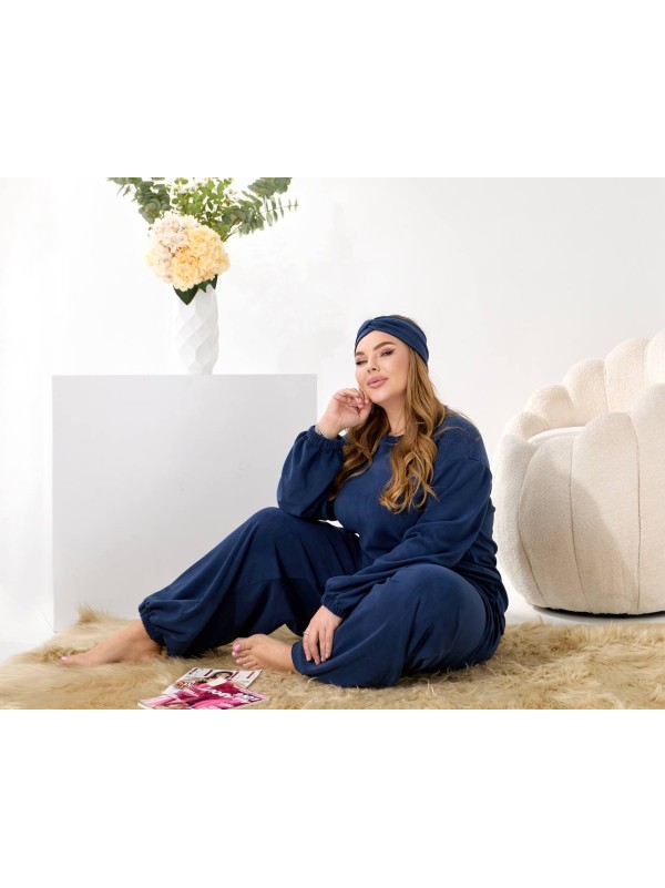 Домашній комплект трiйка (костюм+чалма) синього кольору 35960