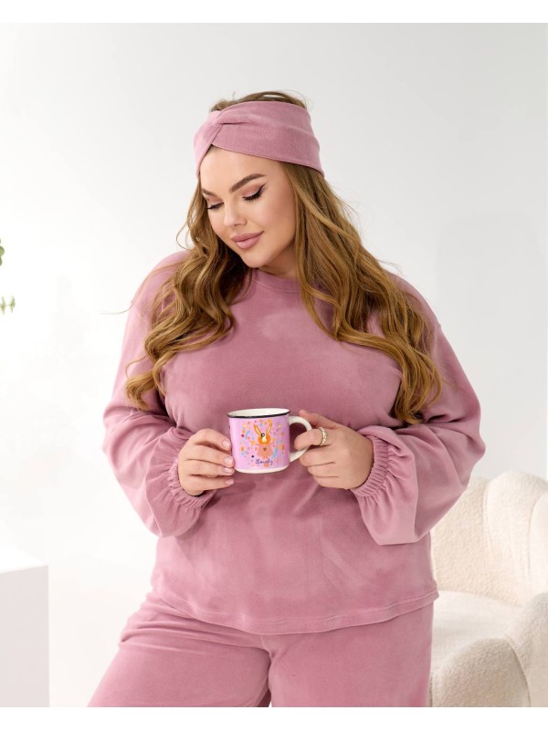 Домашній комплект трiйка (костюм+чалма) пудрового кольору 35961