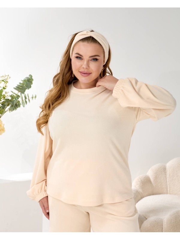 Домашній комплект трiйка (костюм+чалма) молочного кольору 35962